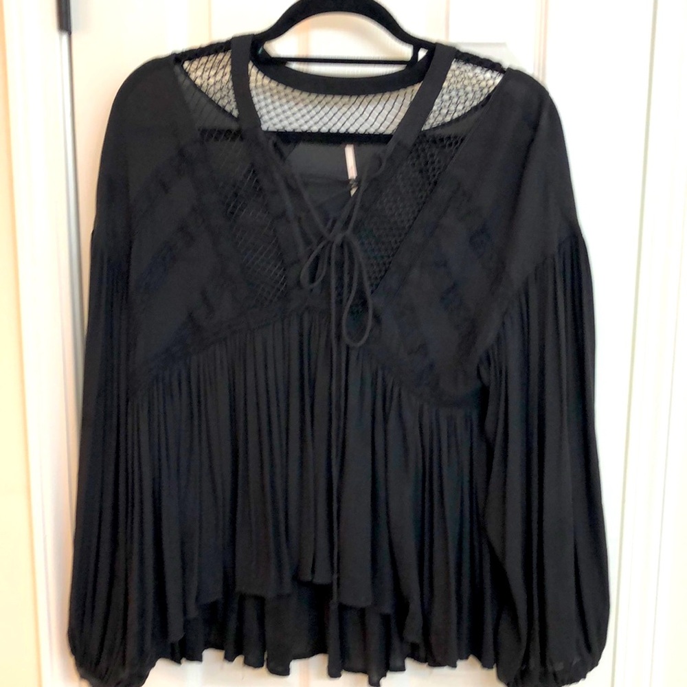 Free People Black Boho Blouse